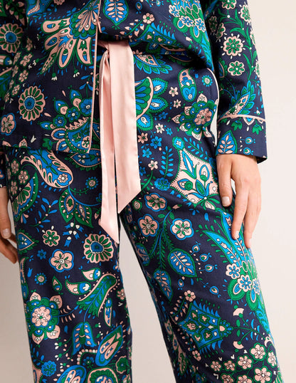 Cotton Sateen Pajama Trousers-Multi, Azalea Bloom