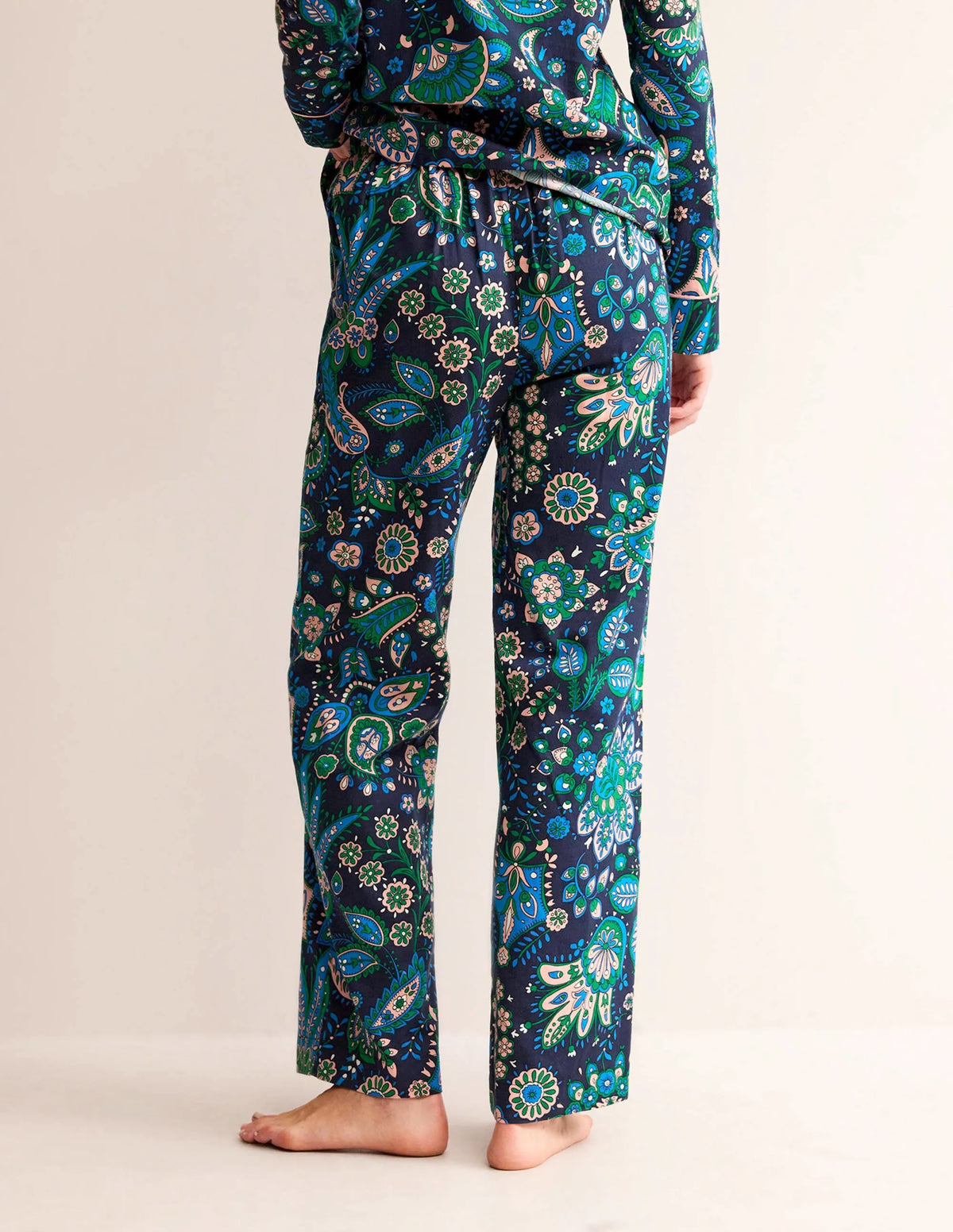 Cotton Sateen Pajama Trousers-Multi, Azalea Bloom