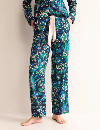 Cotton Sateen Pajama Trousers-Multi, Azalea Bloom