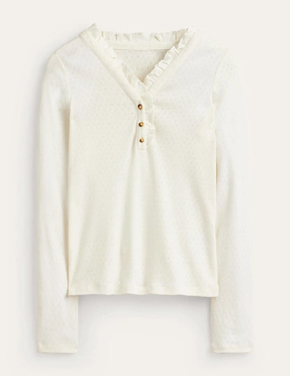 Henley Pajama Top-Ivory