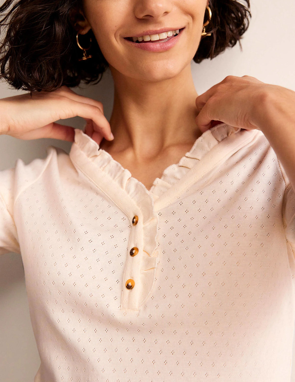 Henley Pajama Top-Ivory
