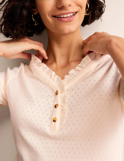 Henley Pajama Top-Ivory