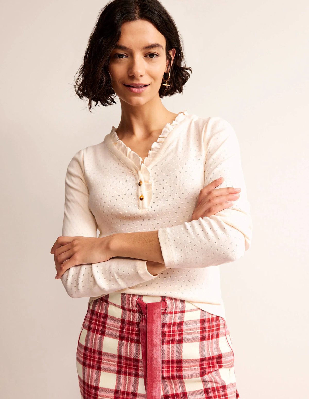 Henley Pajama Top-Ivory