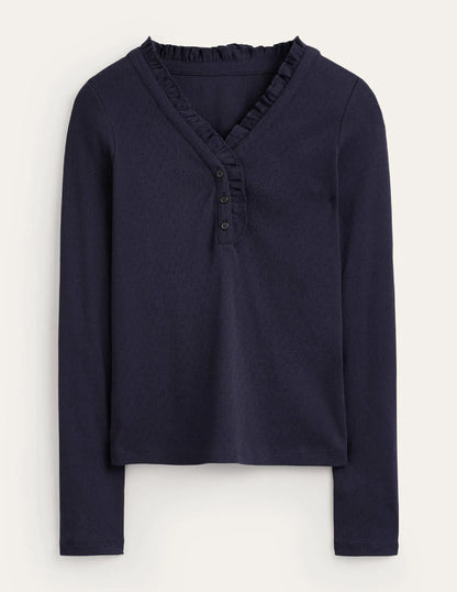 Henley Pajama Top-Navy