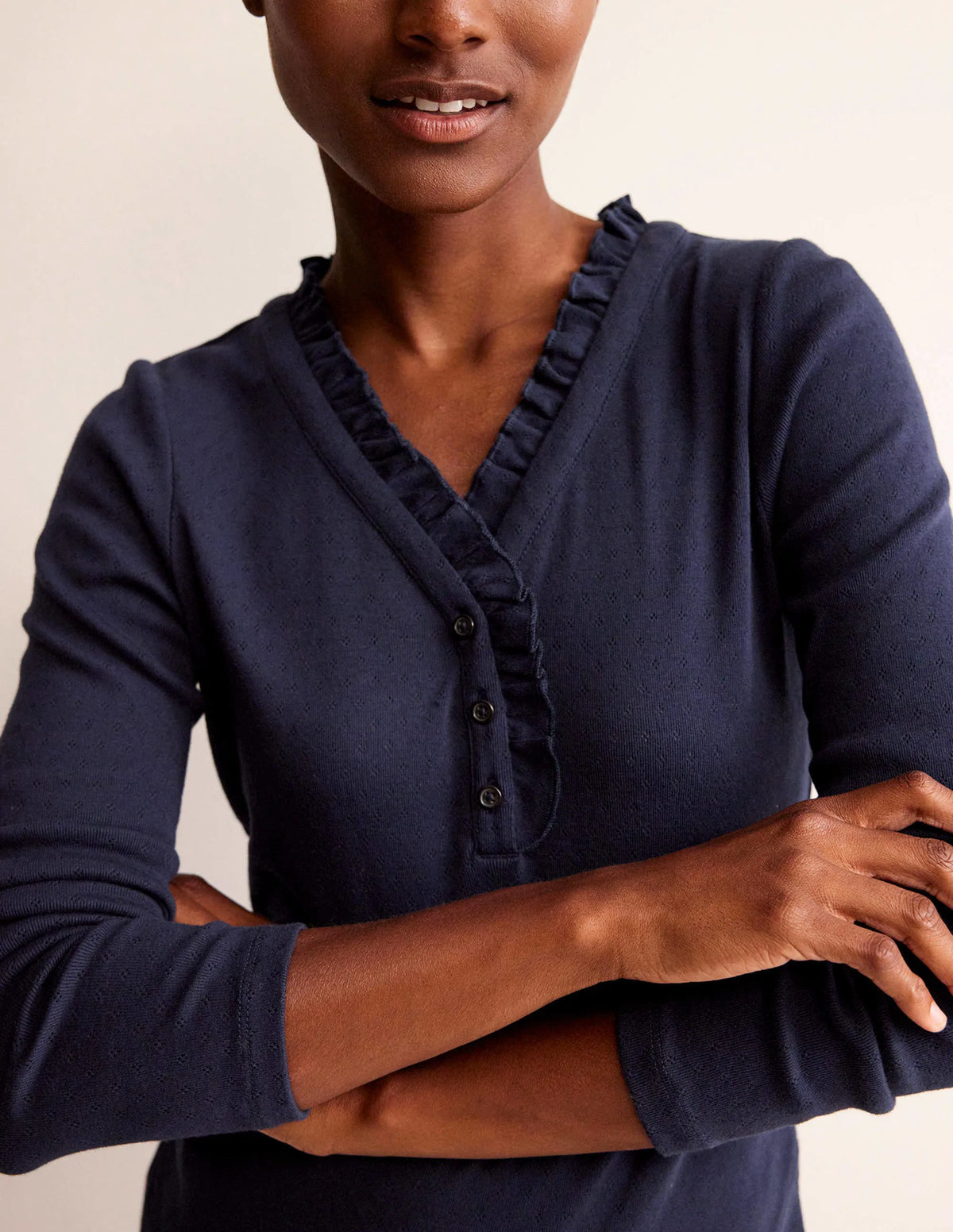 Henley Pajama Top-Navy