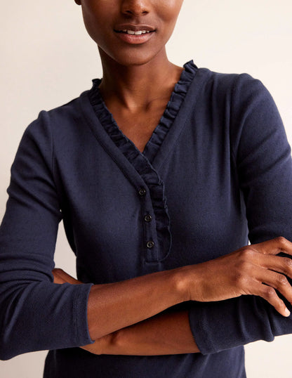Henley Pajama Top-Navy