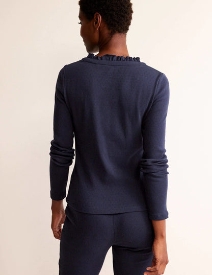 Henley Pajama Top-Navy