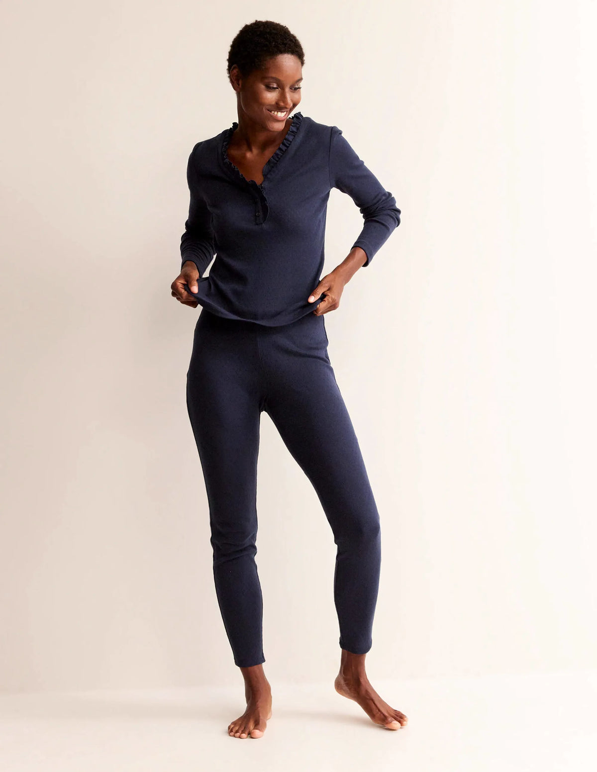 Henley Pajama Top-Navy