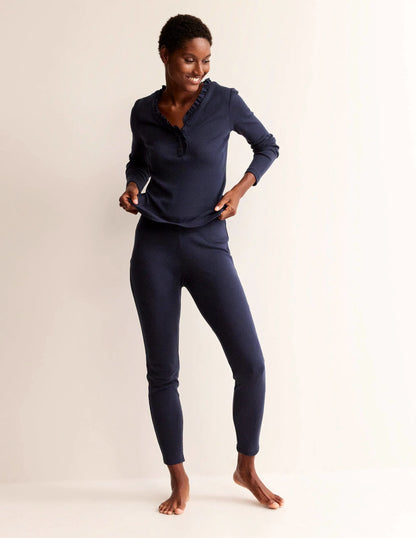 Henley Pajama Top-Navy