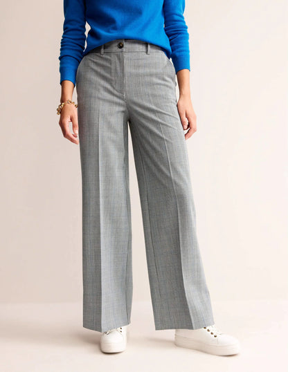 Westbourne Wool Blend Pants-Ivory, Charcoal and Blue Pow