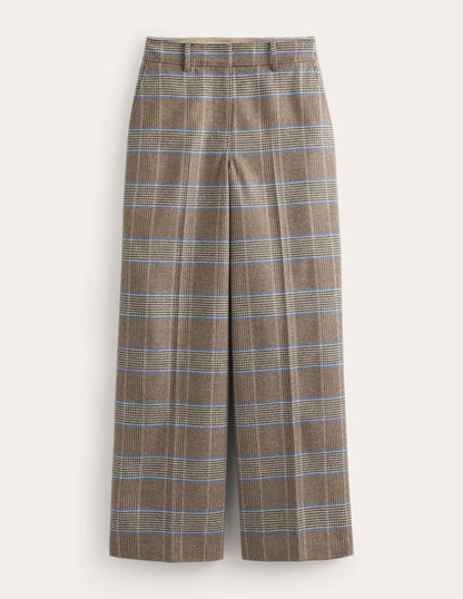 Westbourne Wool Pants-Camel and Pink Prince of Wales