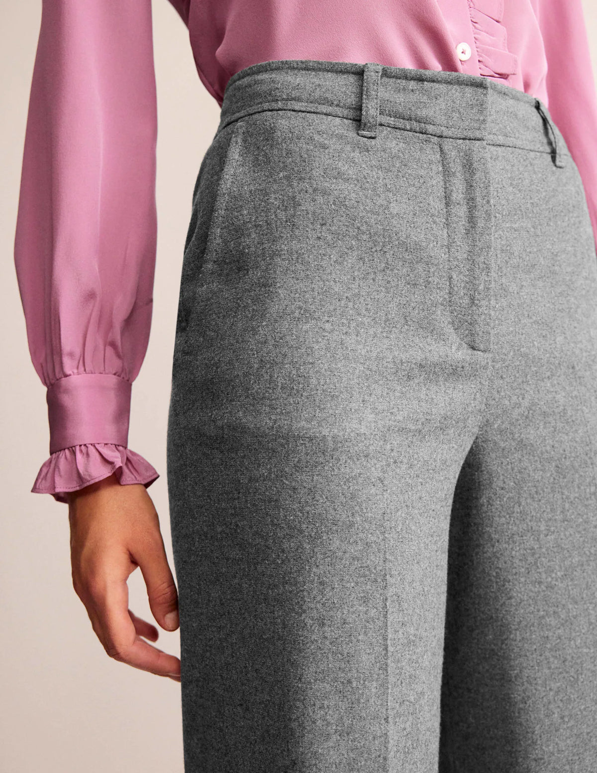 Westbourne Wool Pants-Charcoal Marl