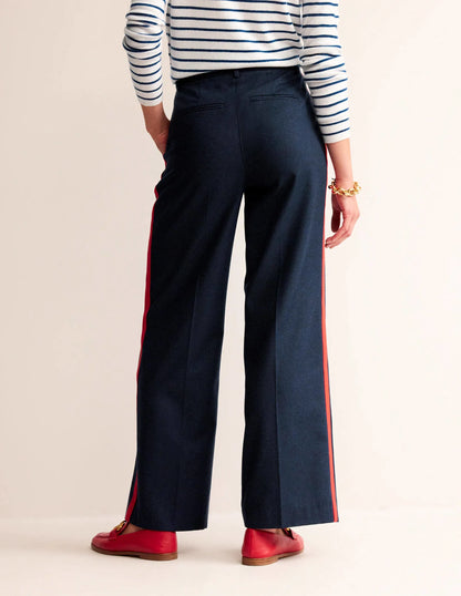 Westbourne Wool Pants-Navy with Red Stripe