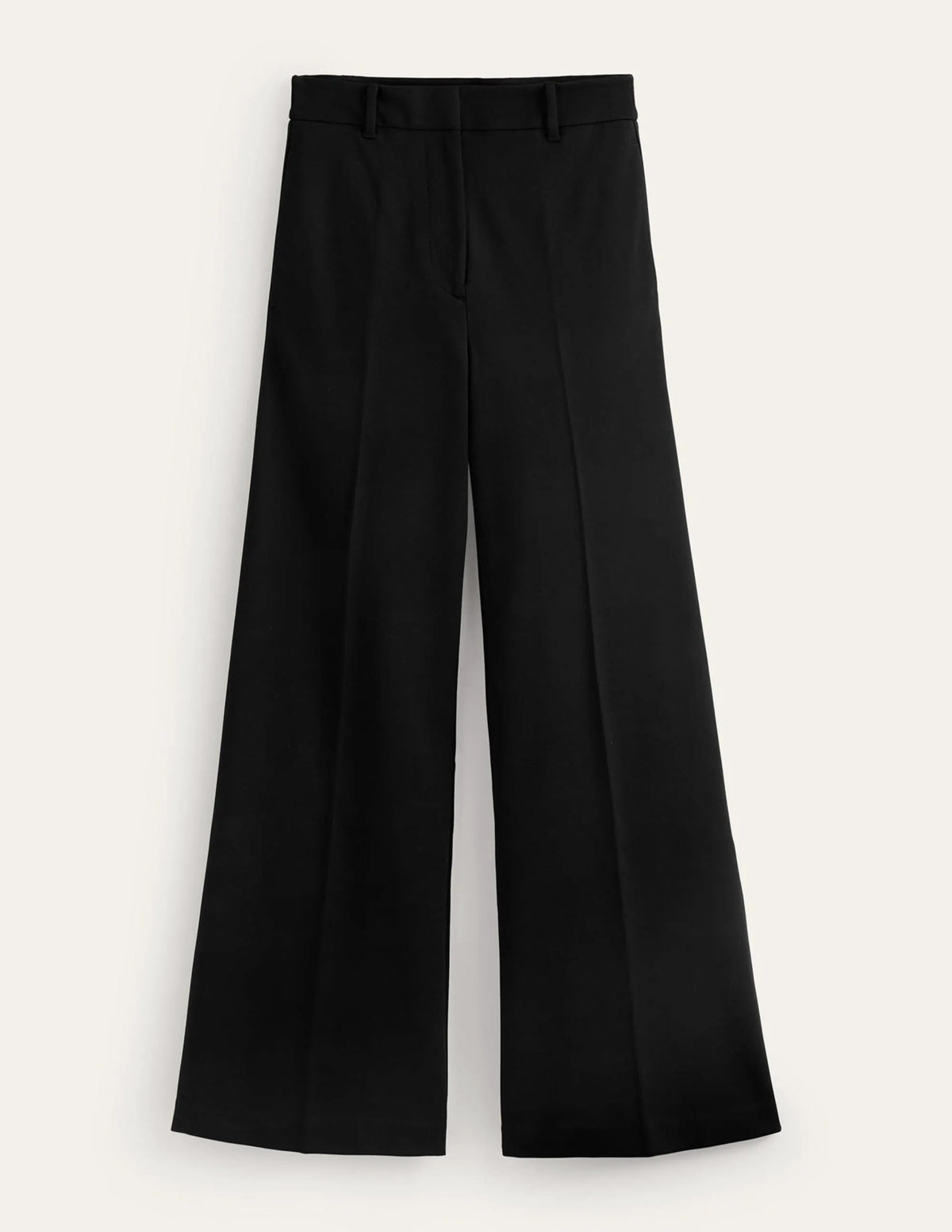 Wide Leg Jersey Pants-BLACK