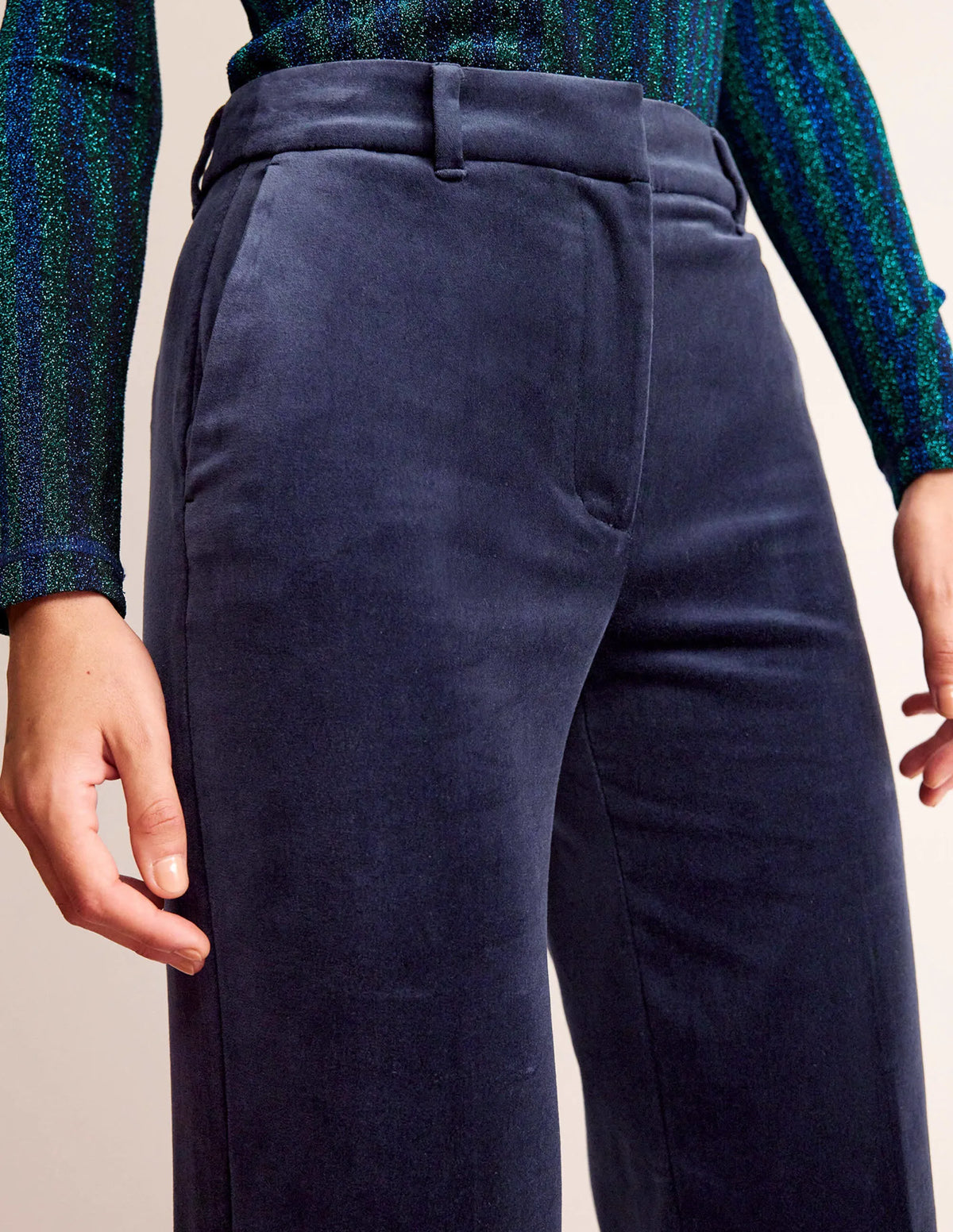 Kew Velvet Pants-Navy