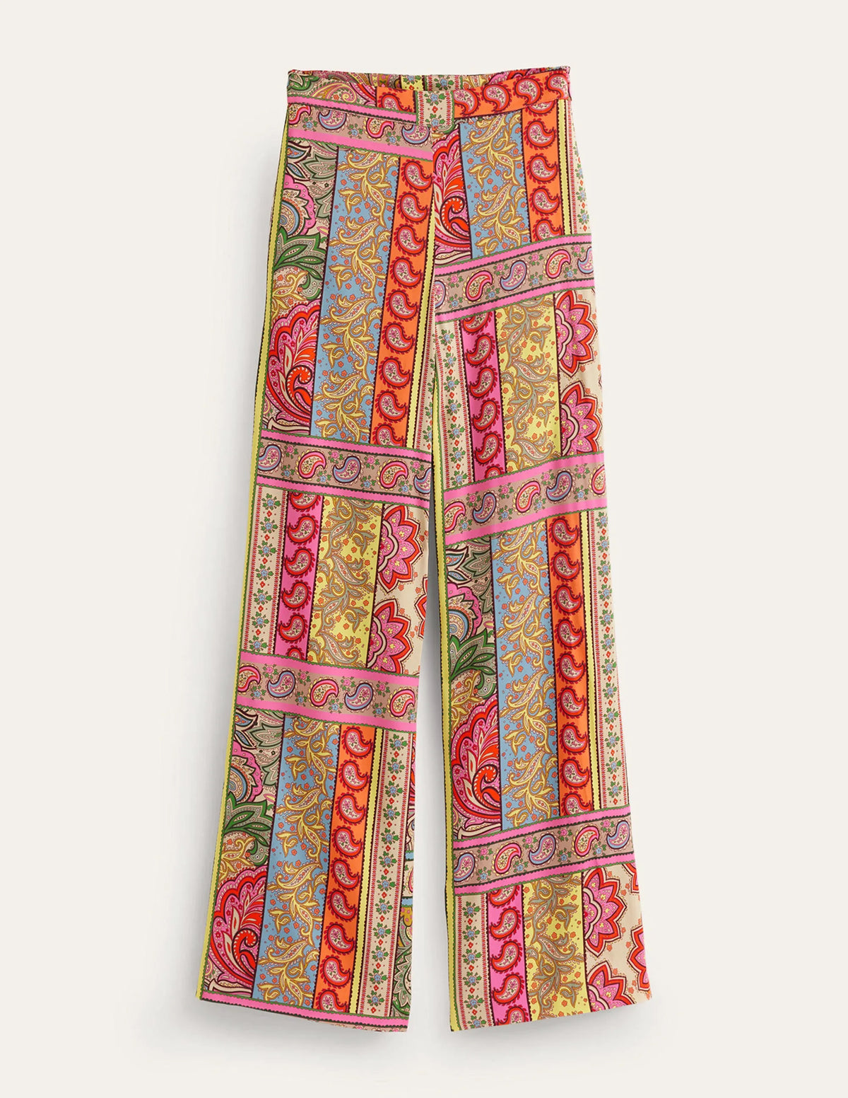 Fluid Wide-Leg Pants-Multi, Patchwork