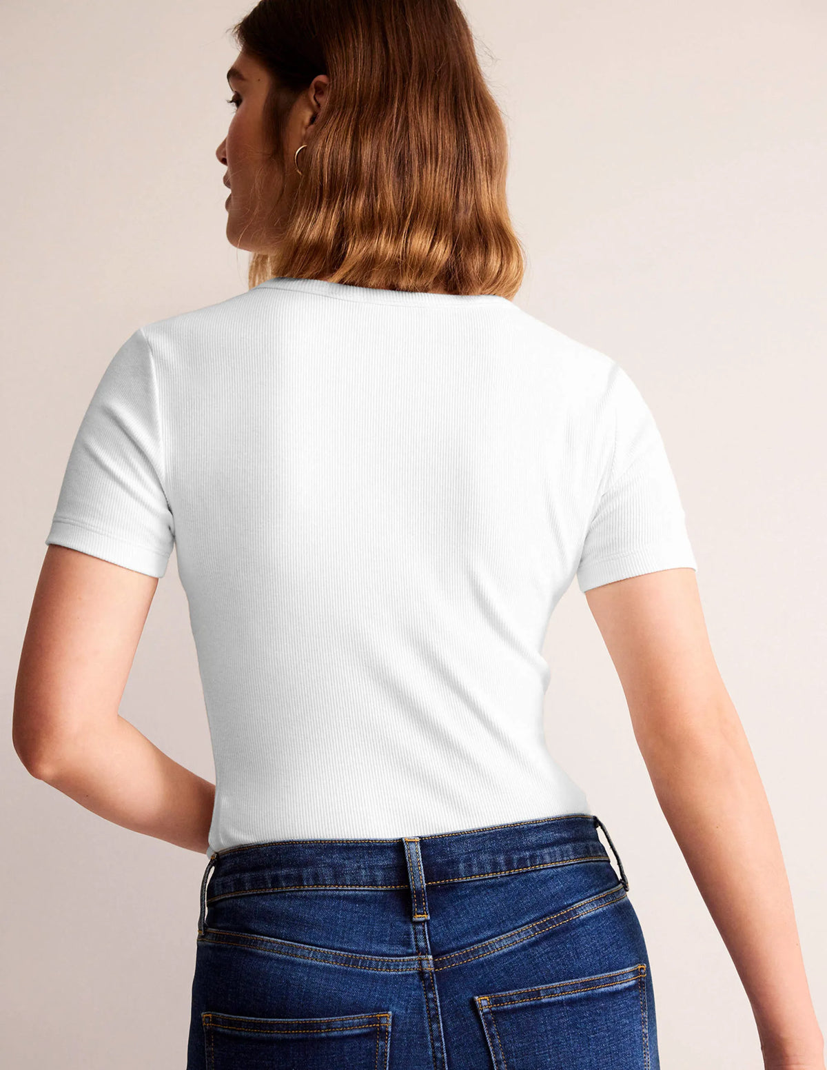 Cotton Ribbed T-Shirt-White