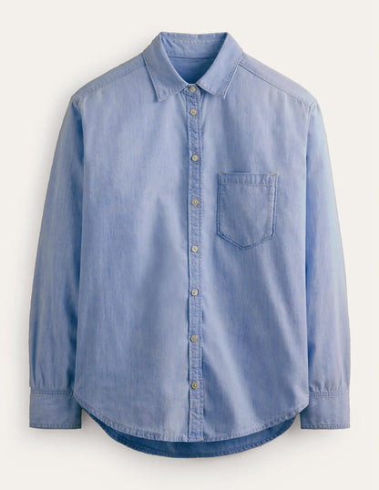 Relaxed Chambray Shirt-Light Denim