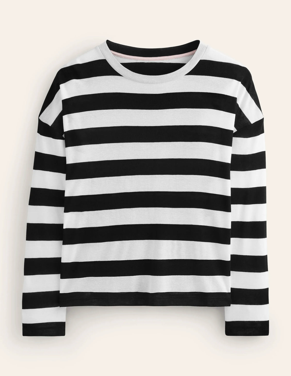 Tamsin Long Sleeve Top-Black, Ivory