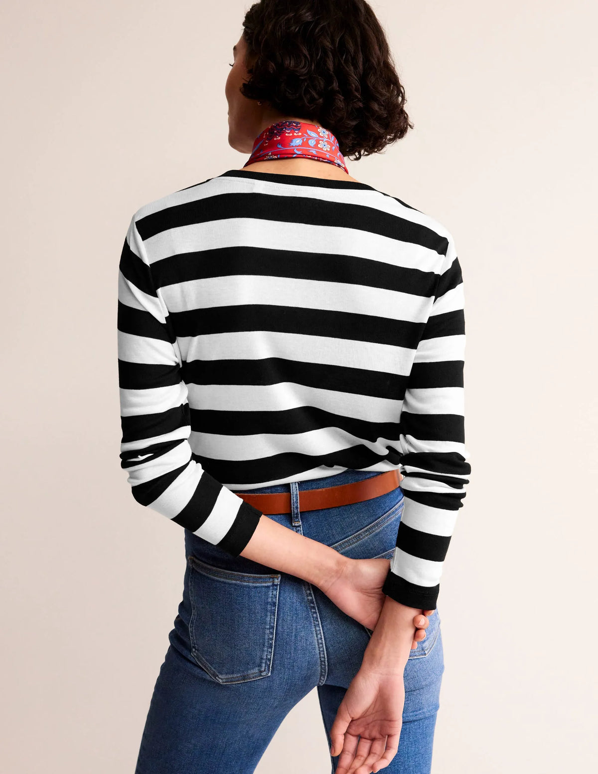 Tamsin Long Sleeve Top-Black, Ivory