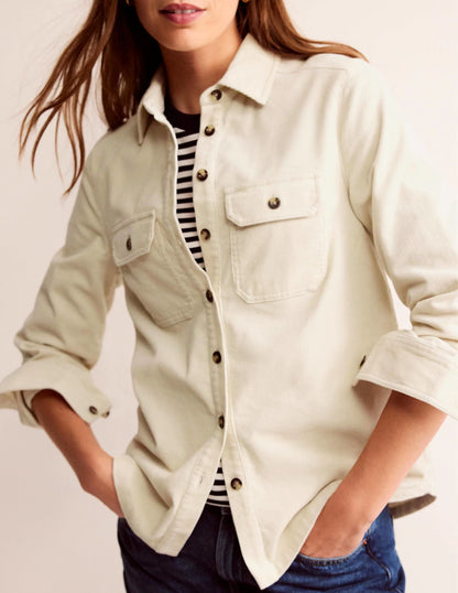 Straight-Fit Corduroy Shirt-Vanilla