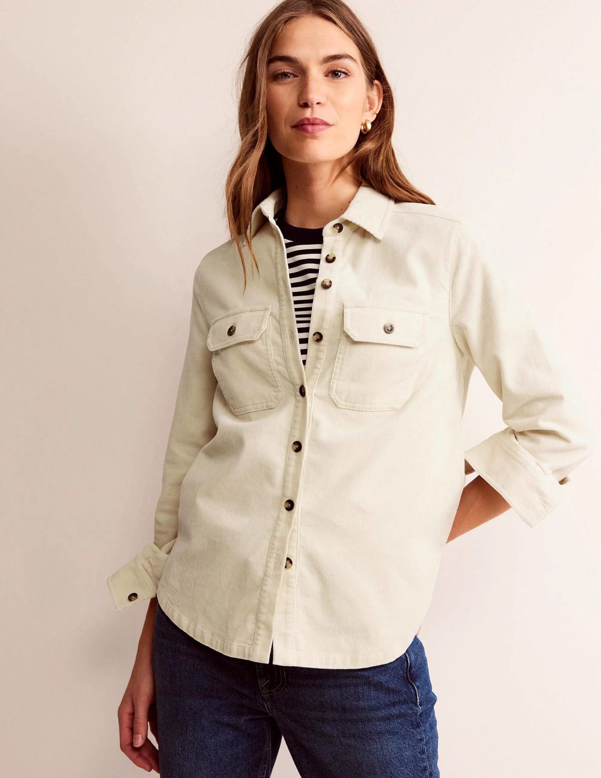 Straight-Fit Corduroy Shirt-Vanilla