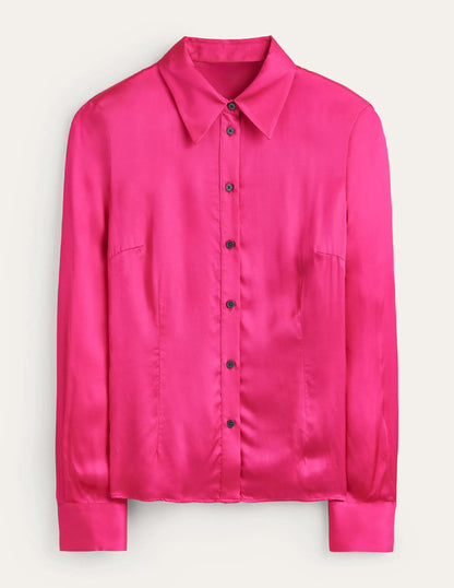 Saskia Satin Shirt-Vibrant Pink