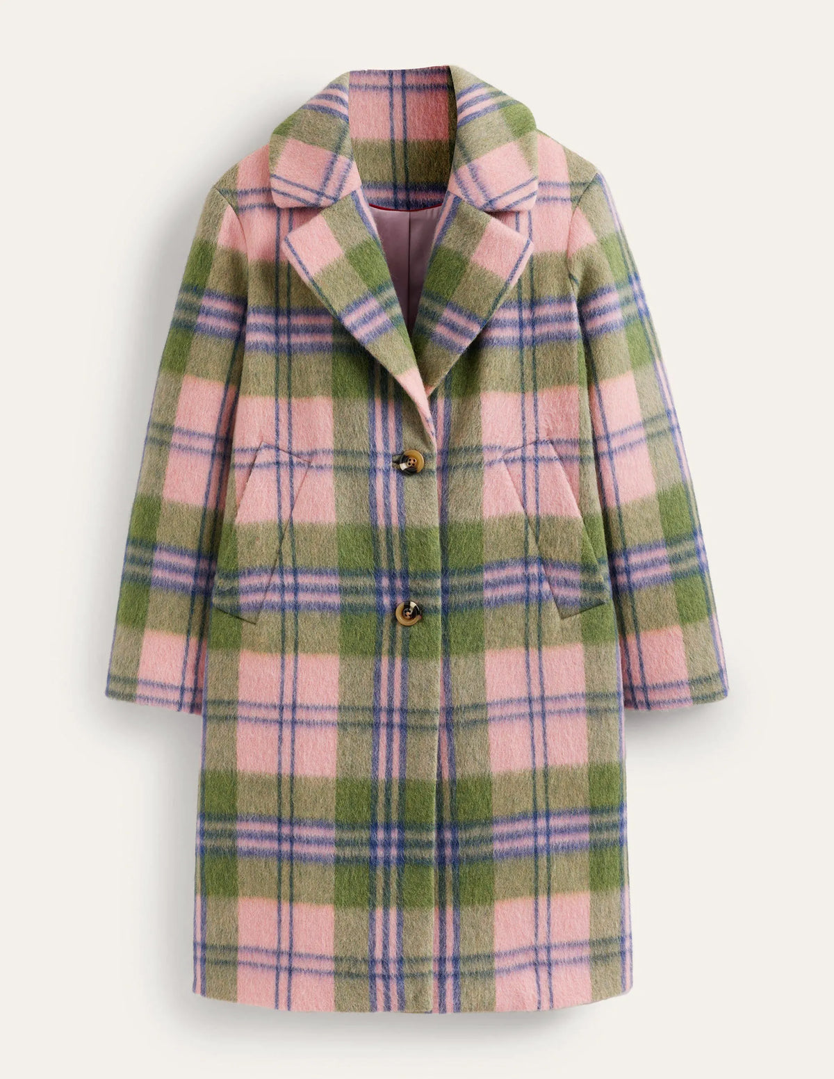 Relaxed-Fit Checked Coat-Pink Check