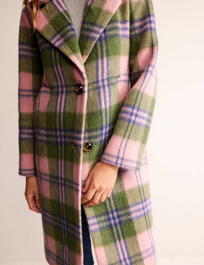 Relaxed-Fit Checked Coat-Pink Check