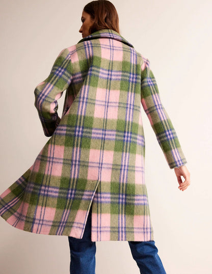 Relaxed-Fit Checked Coat-Pink Check