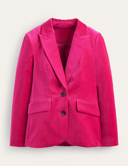 Marylebone Velvet Blazer-Vibrant Pink