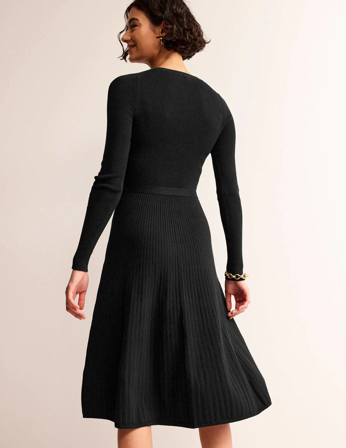 Lola Knitted Midi Dress-Black