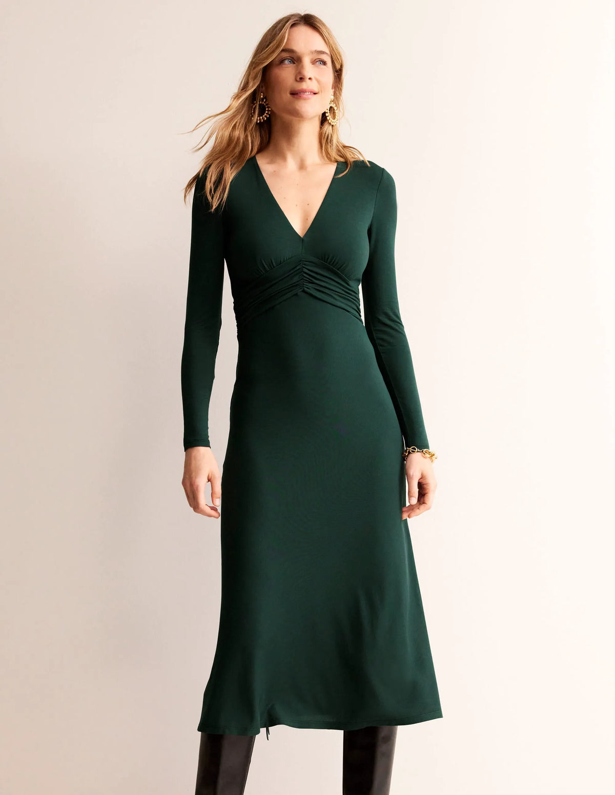 Elodie Empire Midi Dress-Chatsworth Green