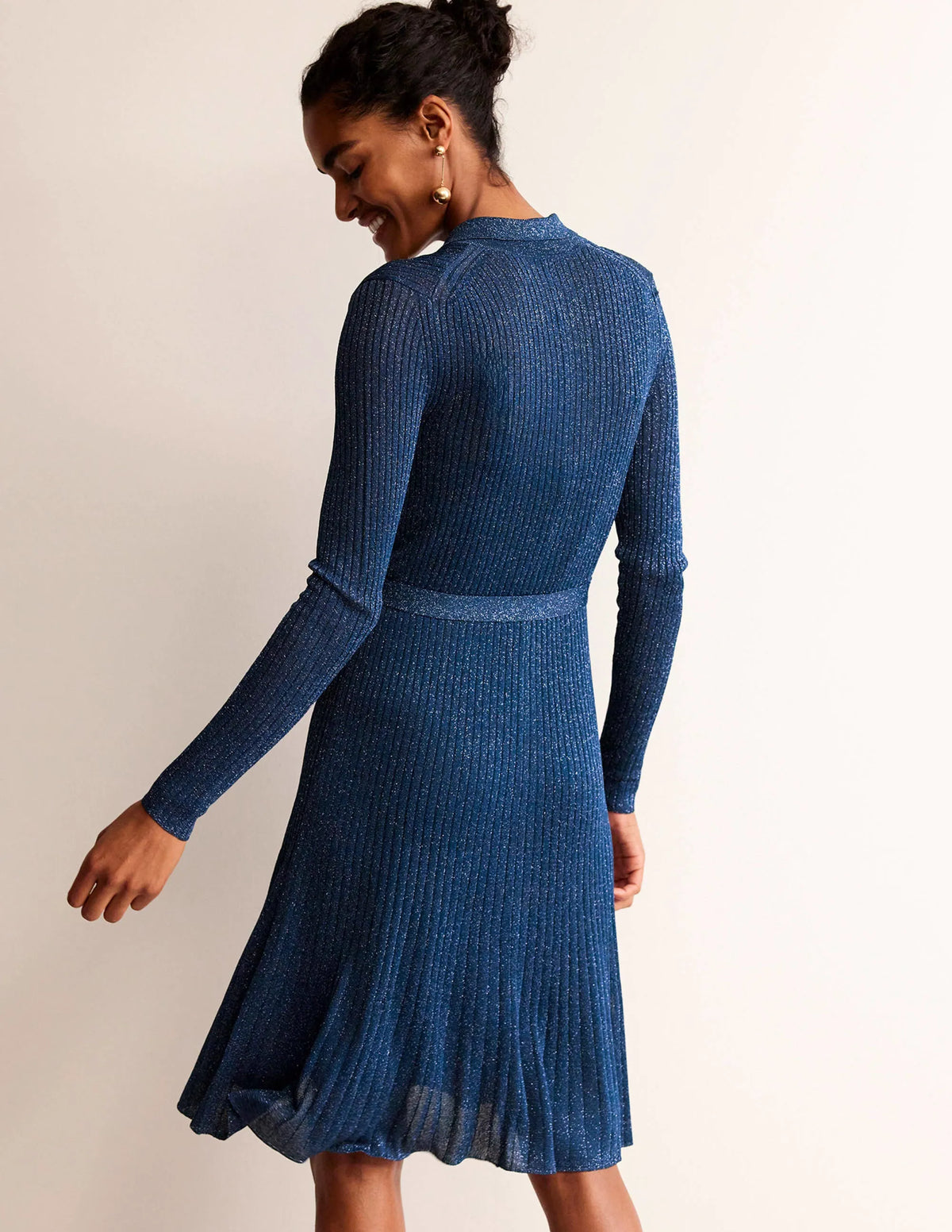 Faye Sparkle Knitted Dress-Atlantic Blue