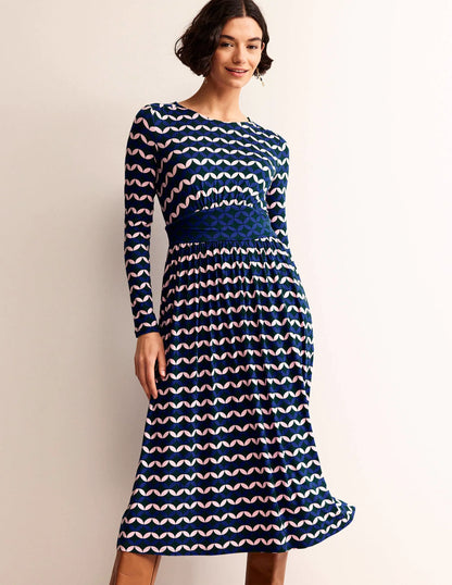 Thea Long Sleeve Midi Dress-Surf The Web, Diamond Terrace