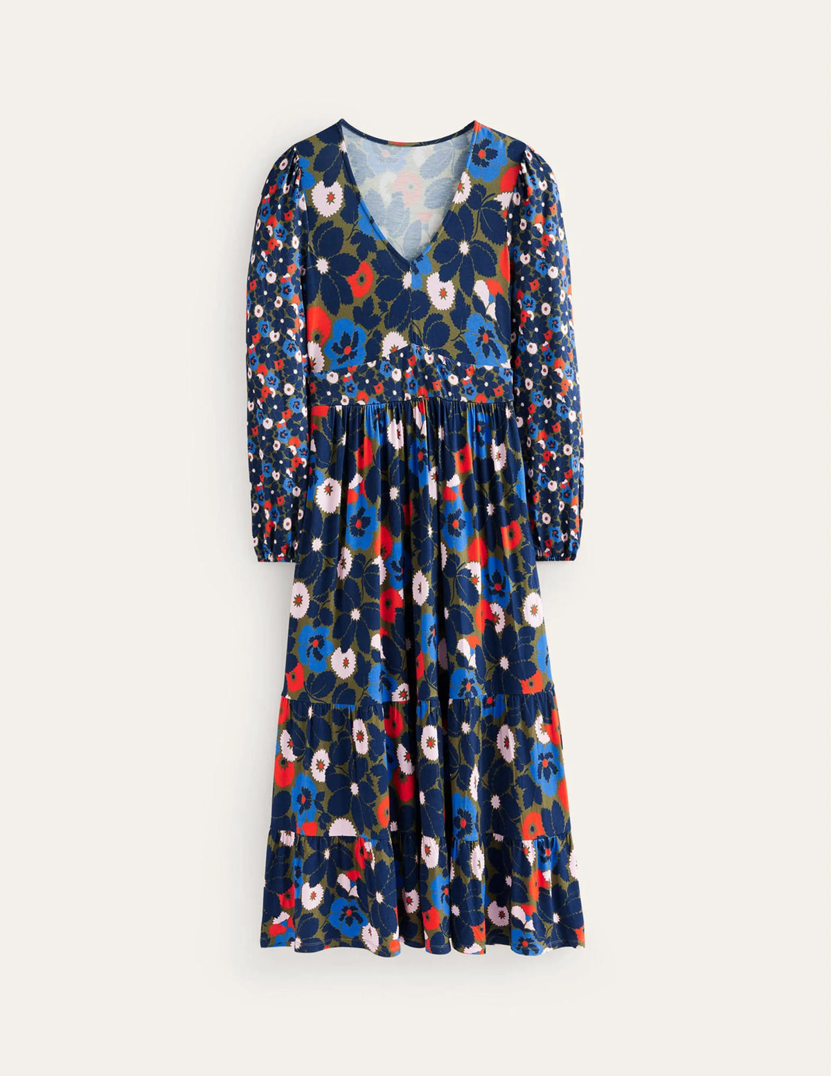 Hotch Potch V-Neck Midi Dress-Moss, Bloomsbury Pop