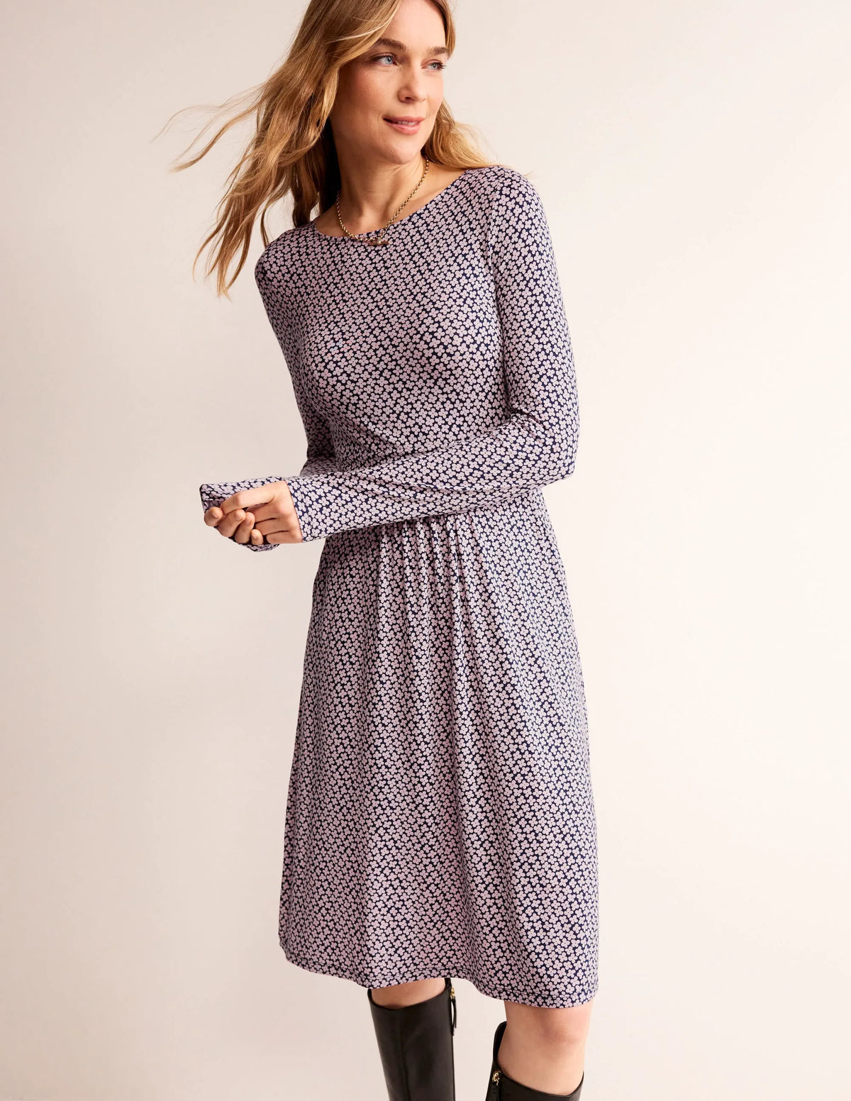Abigail Jersey Dress-Milkshake, Daisy Bud