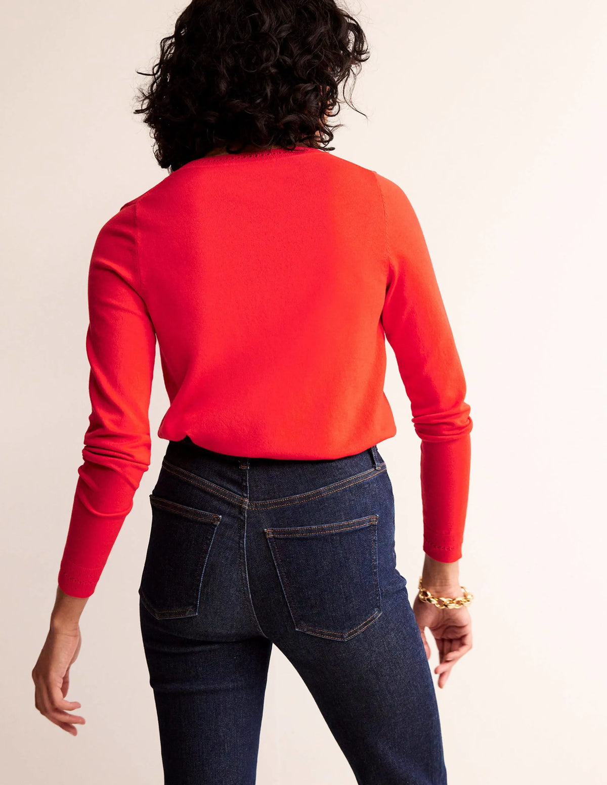 Catriona Cotton V-Neck Jumper-Poppy Red