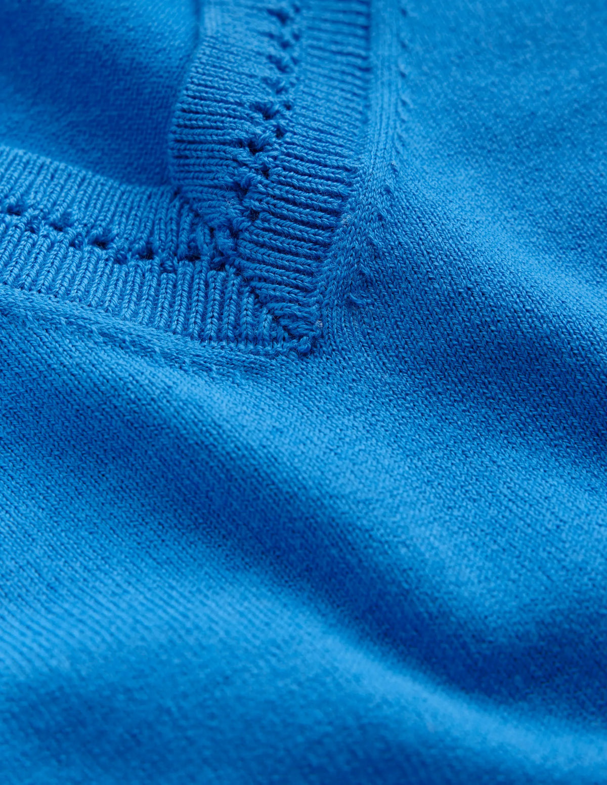 Catriona Cotton V-Neck Jumper-Brilliant Blue