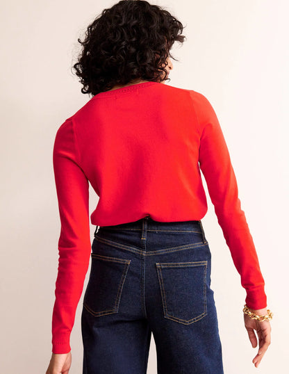 Catriona Cotton Cardigan-Flamenco Red