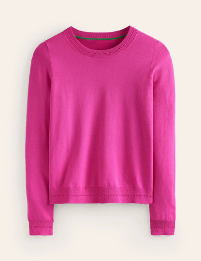 Catriona Cotton Crew Jumper-Cosmos Pink