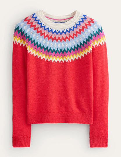 Edie Fair Isle Sweater-Poppy Red