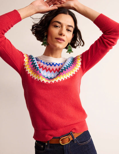 Edie Fair Isle Sweater-Poppy Red