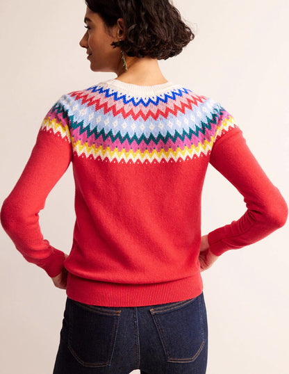 Edie Fair Isle Sweater-Poppy Red