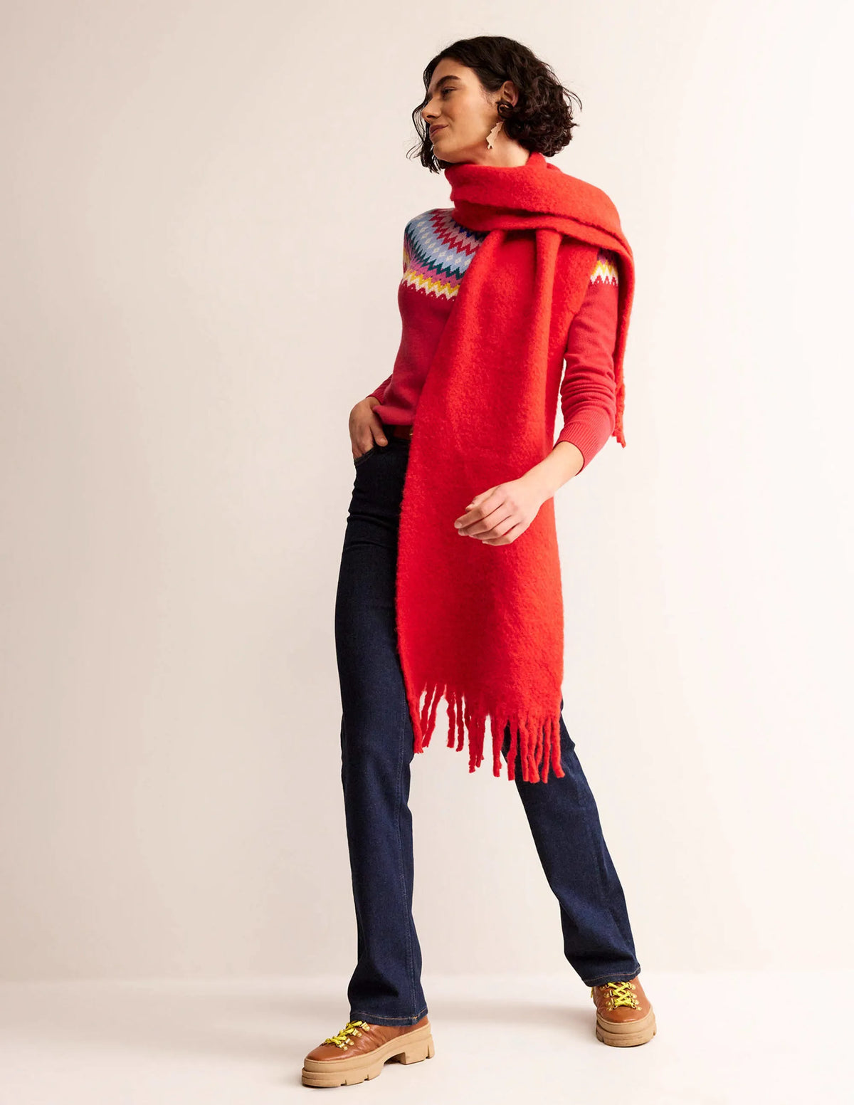Edie Fair Isle Sweater-Poppy Red