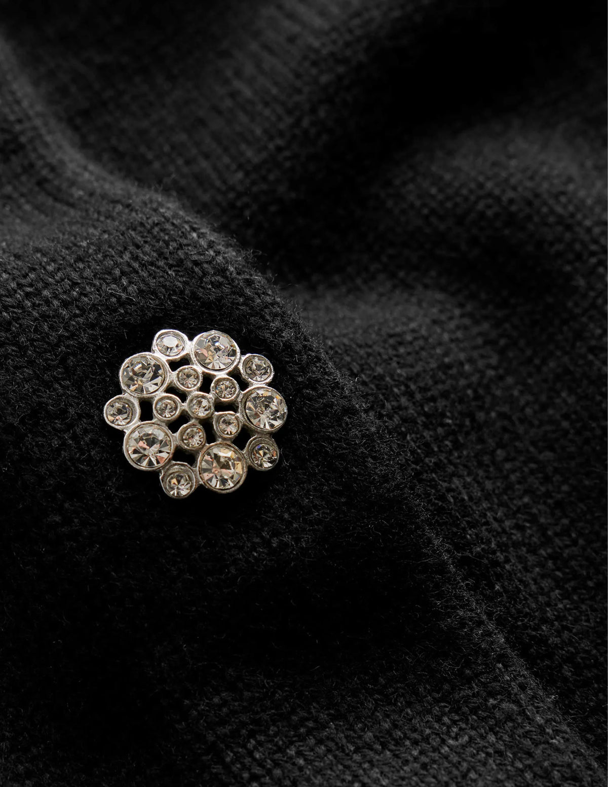 Jewel Button Cardigan-Black
