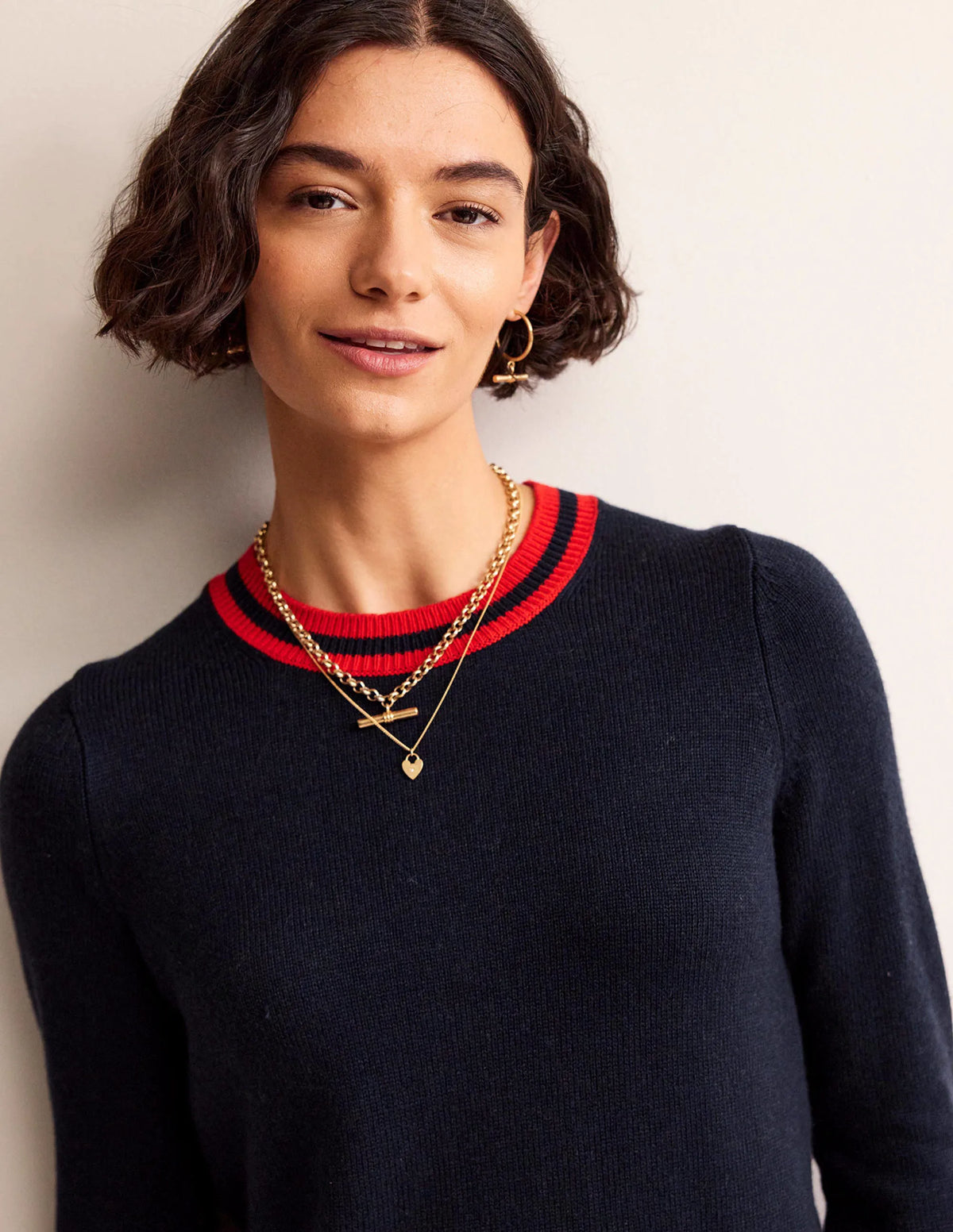 Cecily Button Back Sweater-Navy, Brand Stripe