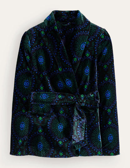 Tie-Waist Velvet Jacket-Black, Artizian Geo