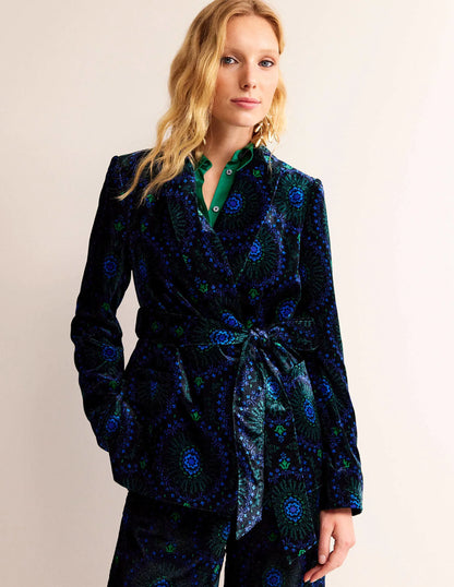 Tie-Waist Velvet Jacket-Black, Artizian Geo
