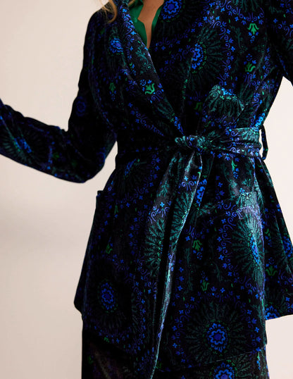 Tie-Waist Velvet Jacket-Black, Artizian Geo